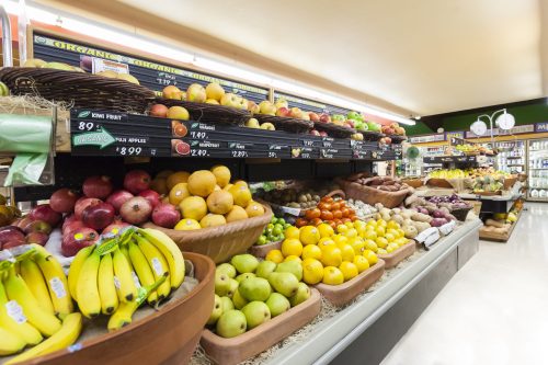 Produce section in grocery store